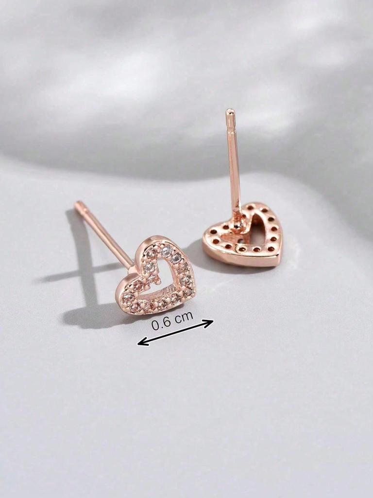 Cubic Zirconia Heart Design Stud Earrings Valentines