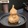 Exquisite Purple Clay Divine Dragon Gourd Tea Pet Handmade Sculpture Crafts Lucky Model Tea Figurine Tea Ceremony Teaware Crafts