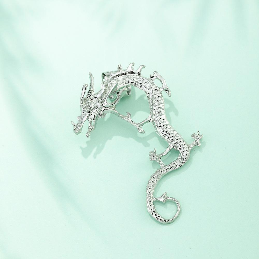Chinese Dragon Unique Alloy Earrings Trendy Street Style Animal Zodiac Jewelry