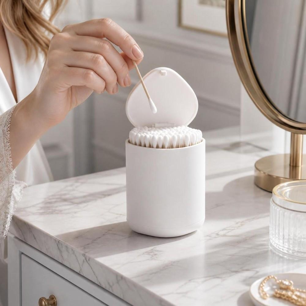 Push Type Cotton Swab Holder Sealed Plastic Toothpick Stand Simple Swabs Dispenser  Hotel