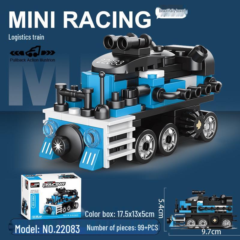 Pull-Back Assembly Toy Set: Campervan, Race Car, Ambulance, Fire Truck