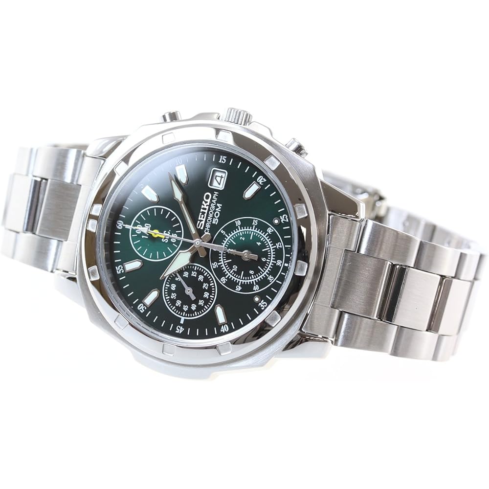 Seiko Import SND411PC Men's Watch Green Overseas Model Analog Timepiece