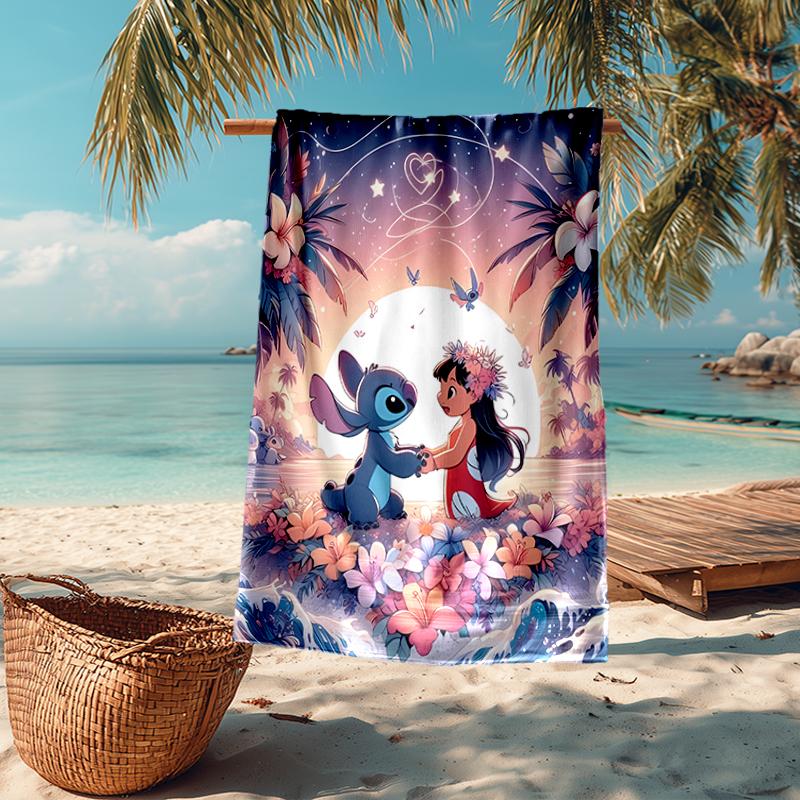 Ultra-Soft Beach Towel with Stitch Theme,Ideal for Pool - Camping, Diving - Perfect Travel Essential, Vibrant Beach Towel.