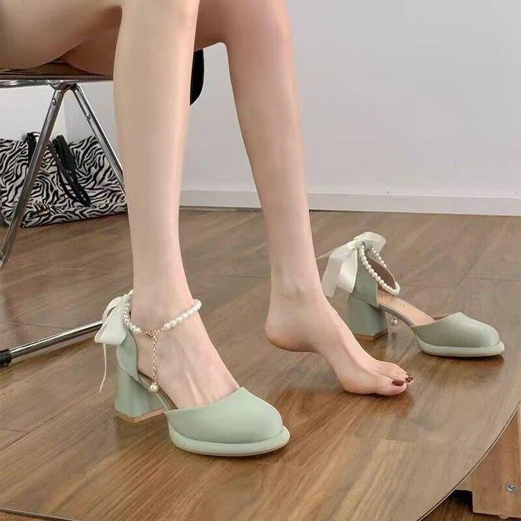

Fairy wind sandals female 2025 spring and summer new temperament socialite high heel French with skirt single shoes gentle women s shoes 40