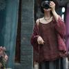 Versatile Ramie Loose Camisole with Frayed Edges - Zen Atmosphere, One Twist Red