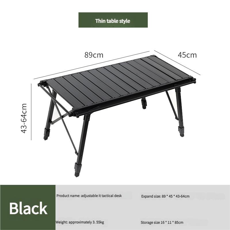 

Регулируемый по высоте алюминиевый кемпинговый стол IGT, сворачивающийся, портативный складной стол для пикника, барбекю, обедов на открытом воздухе, тактическое снаряжение чёрный