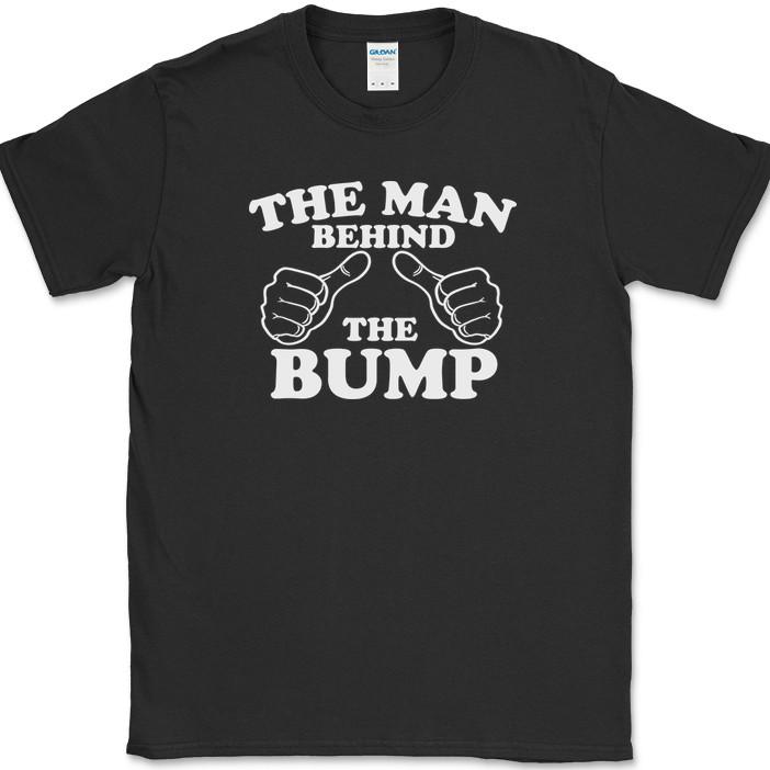 

The Man Behind The Bump T-Shirt Funny This Guy Expecting Baby Pregnant Tee 2XL