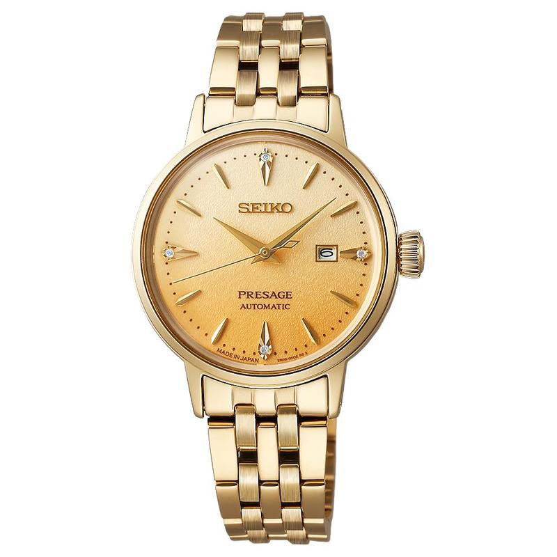 

SEIKO Presage series 50 meters waterproof automatic/manual mechanical movement Steel Strap 30.3mm women s watch gold dial SRE018J1 золотий