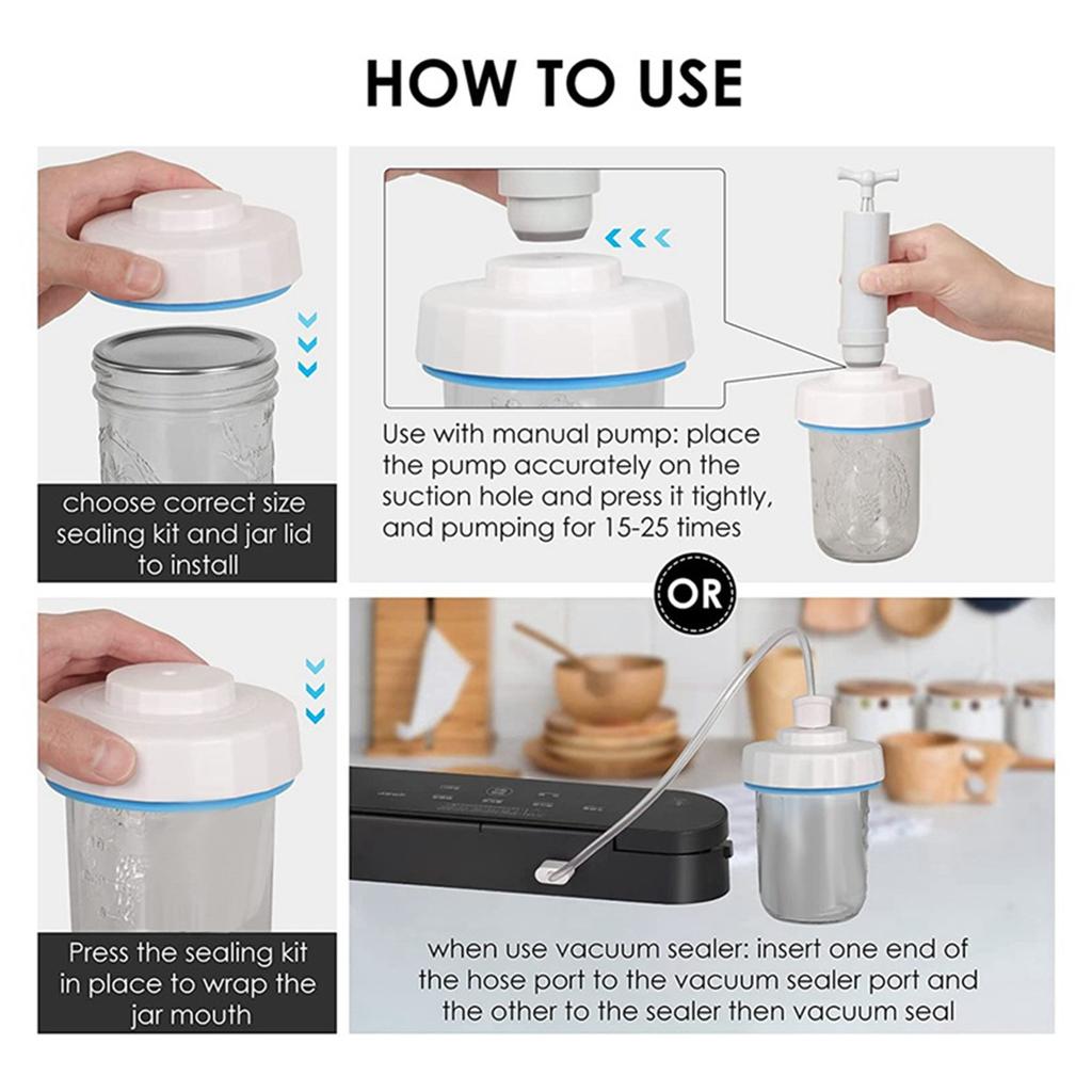 Jar Vacuum Sealer,Vacuum Sealing Kits for Regular-Mouth and Wide-Mouth Jars, Canning Sealer with Vacuum Pump