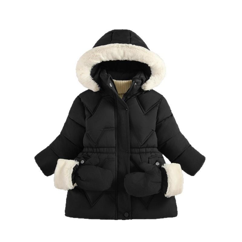 

Children s Cotton-padded Jacket with Fleece and Thickened Fabric, Elastic Waist-cinching Gloves, Girls Warm Coat 110cm