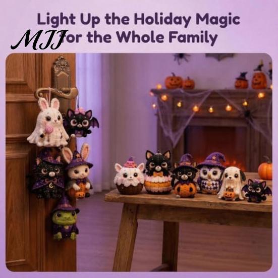 Patchwork Tier-Set Halloween Freunde Set, DIY Nähen 4 Bastel Süße Charaktere herstellen, für Anfänger Handgemachtes Geschenk Feiertagsdekoration Niedlich