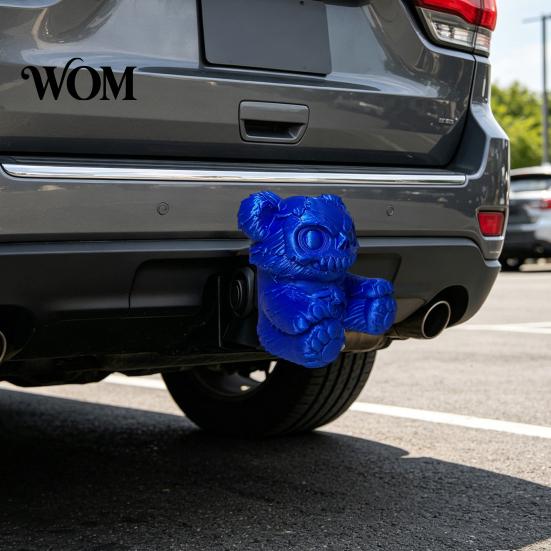 Stuffed Bear Car Accessory Creepy Trailer Hitch Cover, 3D Printed Exhaust Cap, Towing Durable Cover Ball Dust Cap for Truck SUV, Halloween Dark