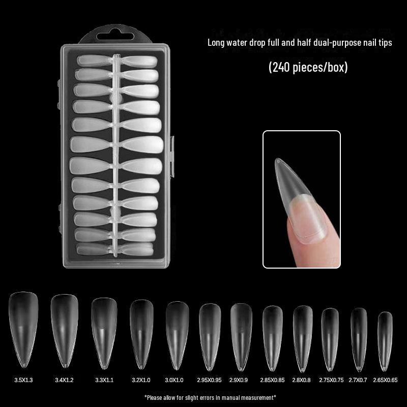 Nail Art Seamless Almond Water Drop Dual-Purpose Extensions - 240 Half-Matte Pieces
