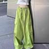 Unisex High Waist Multi-Pocket Cargo Pants - Slim Fit, Drawstring, Casual Sportswear