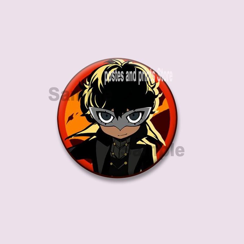 Spiel P-Persona 5 Runde Anstecker Ann Takamaki Ren Amamiya Knopfleisten Tasche Kleidung Dekorationen Brosche Sammlerstücke Schmuck Geschenke