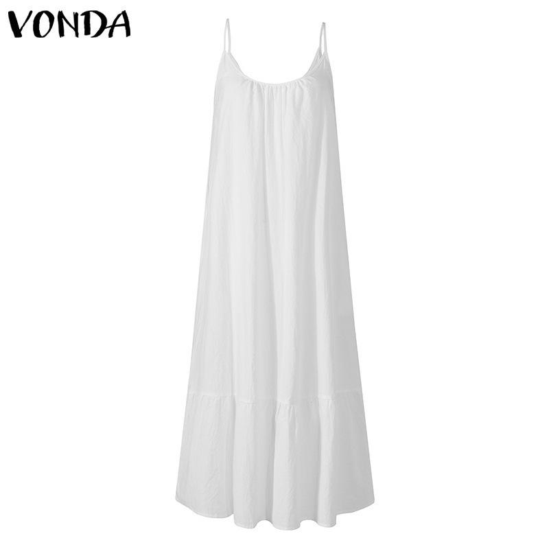 2024 Summer European and American New Ruffled Solid Color Long Dress Sleeveless, Loose Spaghetti Strap Gown Summer Dress S