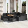 12-piece Garden Sofa Set with Black Cushions Poly Rattan Acacia 3363989