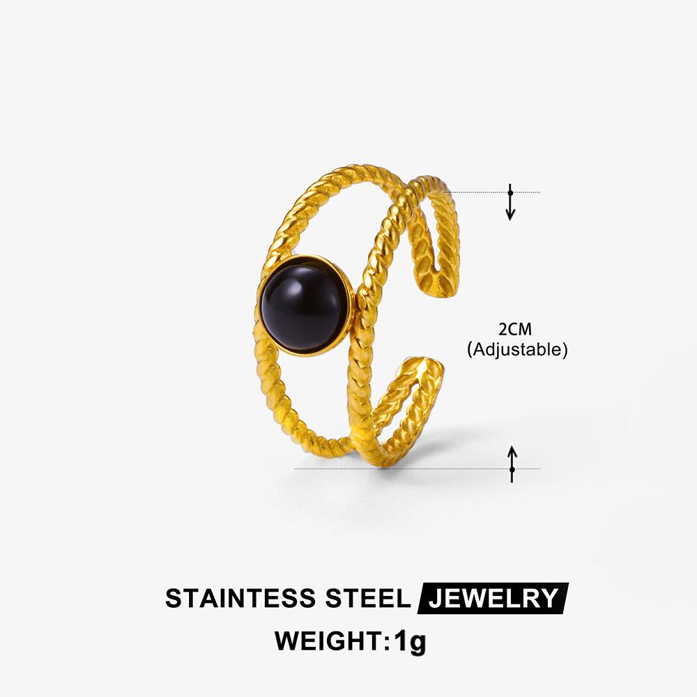 Middle East Titanium Steel Ring Female Turquoise Geometric Non-Fading Stainless Steel Ring