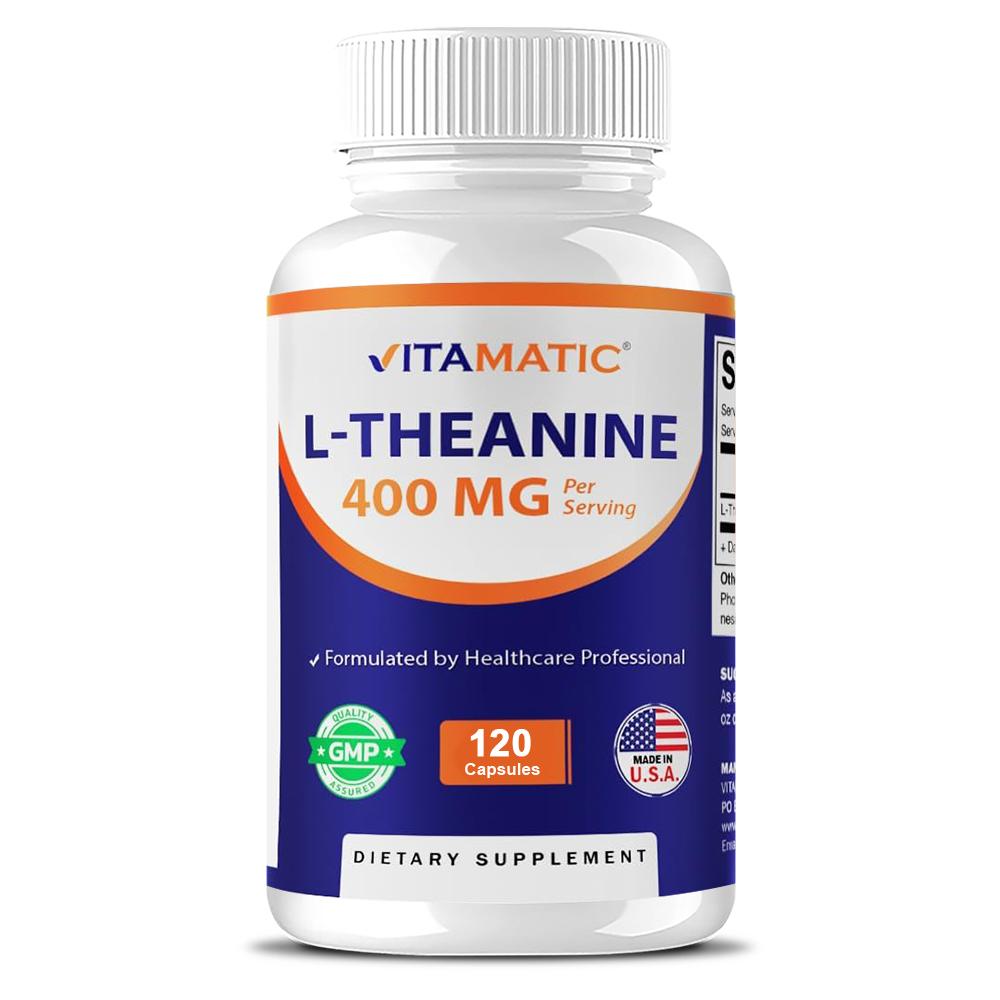 Suplemento de L-Teanina, 400 mg, Apoyo para la Relajación y la Calma, 120 Cápsulas