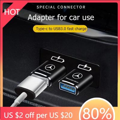 Autocollant de Voiture Convertisseur Mini Adaptateur de Charge Type-C vers USB 3.0 pour Mercedes Benz Classe B/C/E/S Classe A C200L GLC GL