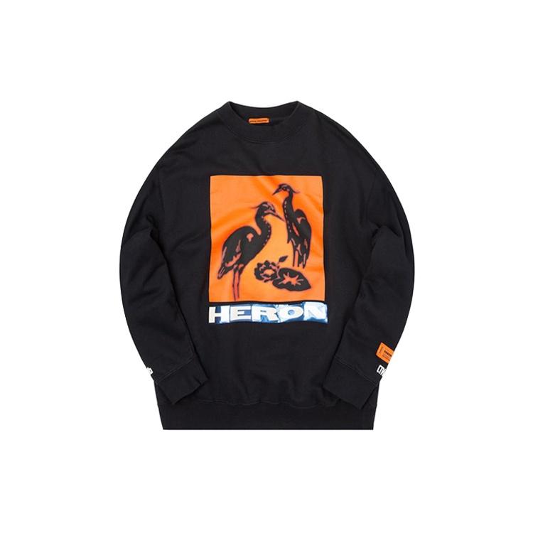 HERON PRESTON Heron Tape Crew Sweatshirt 'Black' Men's HMBA003F198080030488