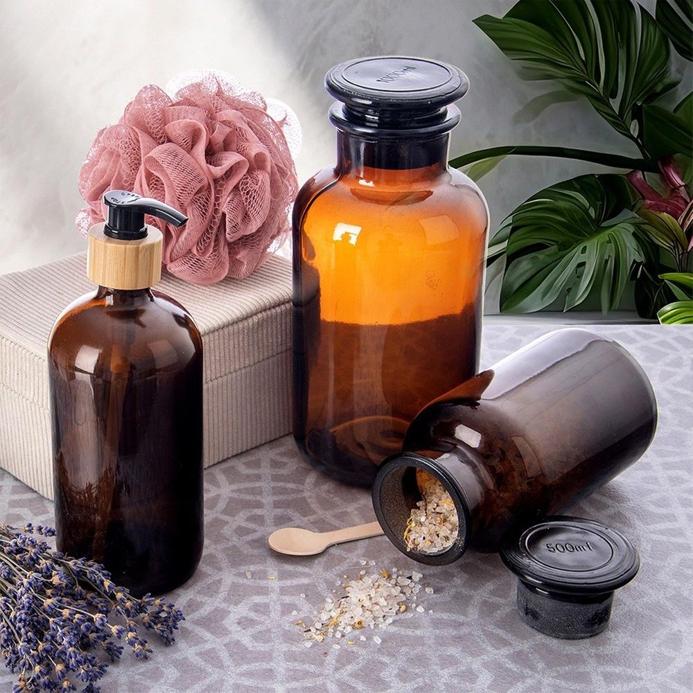 Butelka Szklana Brązowa z Korkiem na Kosmetyki Przyprawy Zioła Herbatę 0,5L