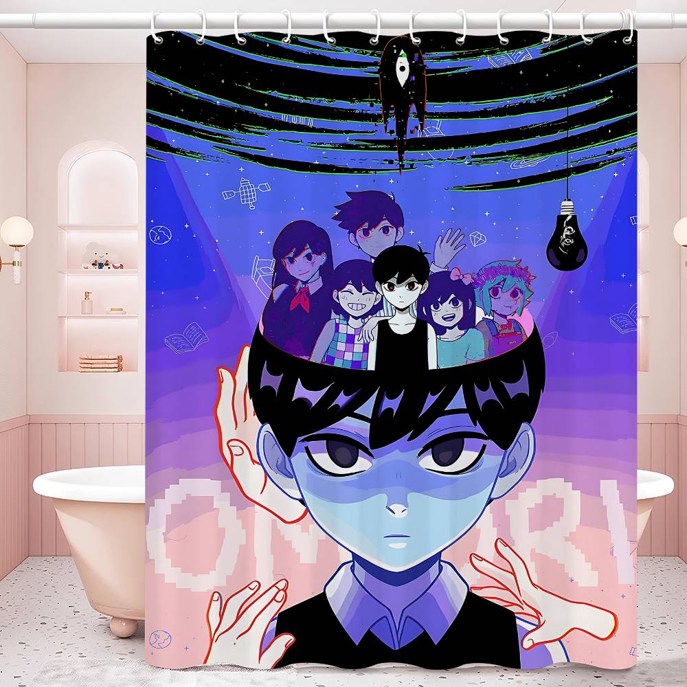 Classic Hot Horror Video Game Omori Shower Curtain, Bathroom Decorative Shower Curtain, Waterproof Shower Curtain With Hooks