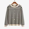 Early Spring Large Size Women's Striped Knitted Cardigan Simple Round Neck Korean Version Thin Age-reducing Sweater 110kg
