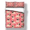 Pink Bed Linen Set Cute Pet Dog Single Double Bed Cover Set Heart-shaped Queen King Twin Full Size Bed Clothing for Child Soft and Comfortable