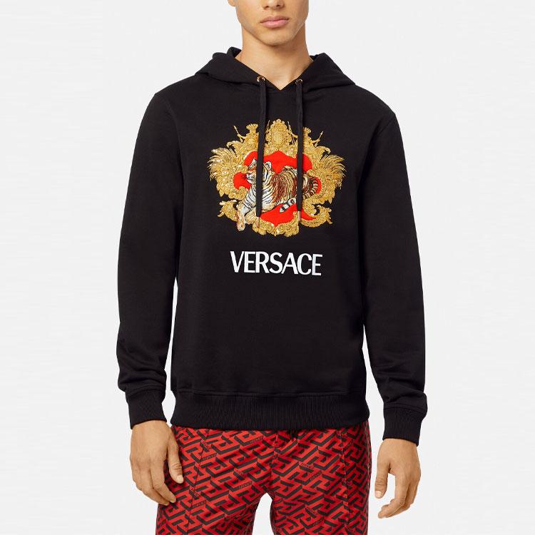 Versace Sweatshirts Men's Black Hooded Moderate 1004211-1A03053-1B000