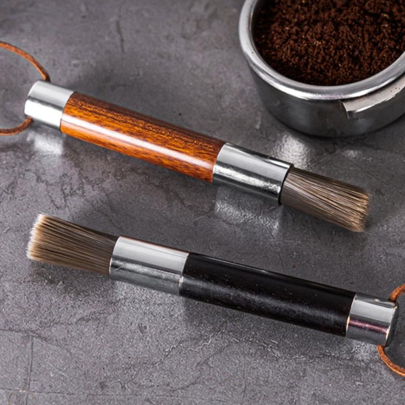 Wood Handled Espresso Machine Cleaner Coffee Equipment Cleaning Brush with Soft Bristles Practical Accessory