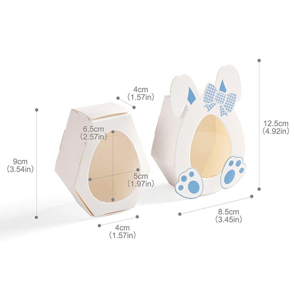 10PCS Pink Blue Easter Gift Box Eggs Visual Window Cartoon Rabbit Ear Candy Case Easter Decoration Candy Snack Packaging Boxes