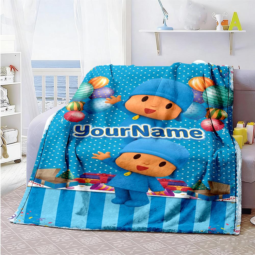 Pocoyo Personalized Name Blanket Multi-purpose Personalized Blanket Ultra-Soft for Chair Home Decor Bed Sofa Ideal for All Seasons