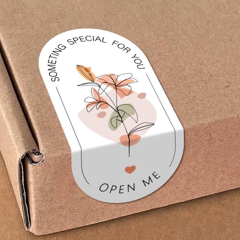 100 Aufkleber/Packung, Blumaufkleber, Ellipsen, Verschlussaufkleber, Dekorationsetiketten für Geschenkboxen, Verpackung, Verschlussaufkleber, Backaufkleber