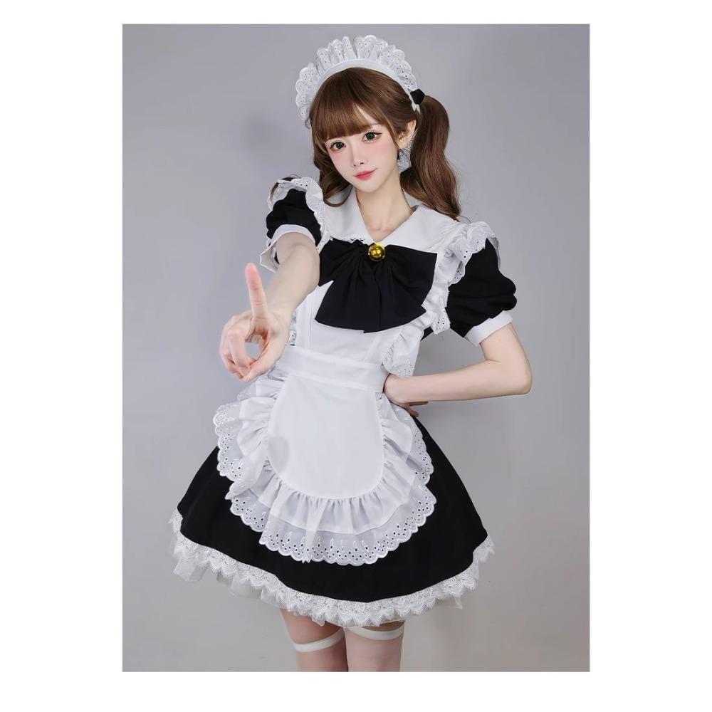 Cute Lolita Bunny Girl Cosplay Black and White Maid Outfit Lolita Dress Women's Skirt