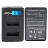 Portable Travel Outdoor USB Charging LCD Dual Slots Charger for NP-BX1 Battery Black