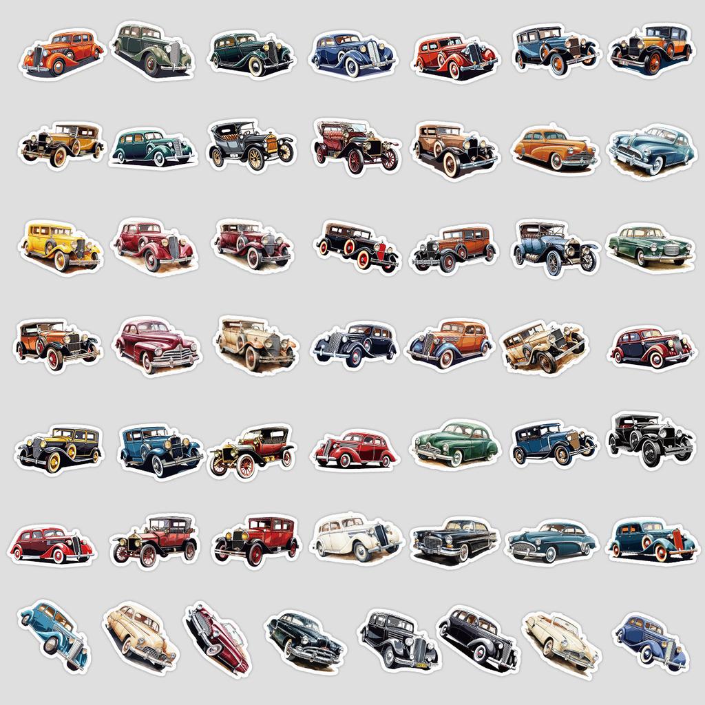 50 Retro Classic Car Doodle Stickers Water Cup Computer Suitcase Skateboard Decoration Stickers Children's Hand Account Stickers