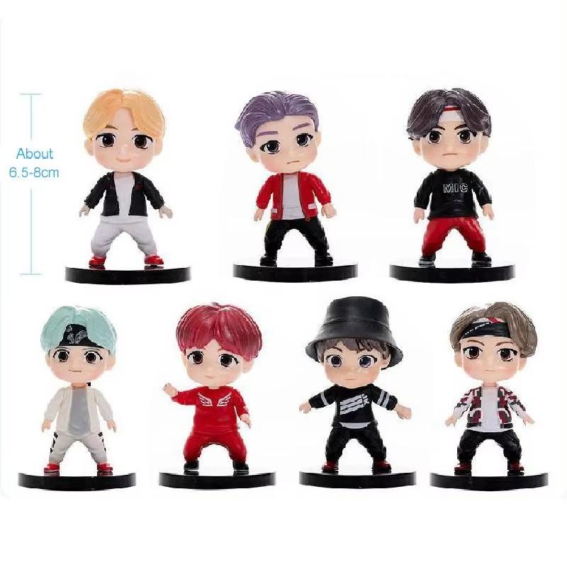 7Pcs/Set Bangtan Boys Groups Rm Jin Suga Jhope Jimin V Jungkook Doll Model Toy Action Figure Star Idol Cute Army Gift For Kids