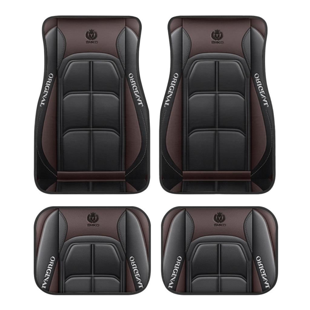 4pcs Elegant Car Floor Mats - Non-Slip, Easy-Clean Polyester All-Season Floor Mats Universal Car Carpet Interior Accessories
