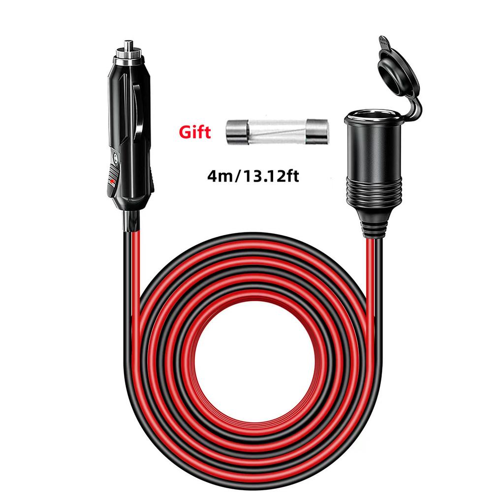 12V 24V Car Cigarette Lighter Extension Cable 1.5/4/8M Socket Plug 15A/20A Car Shunt Charger Power Extension Cable
