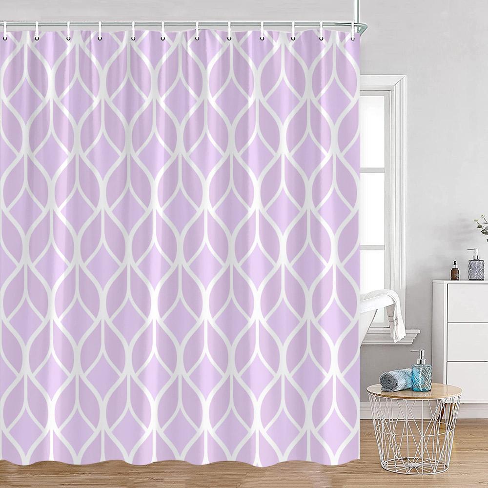 Abstract Geometric Pattern Shower Curtains Simple Minimalist Bthroom Decorations Polyester Fabric Bath Curtains with Hooks