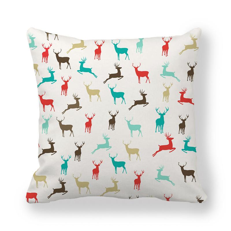 Creative And Unique Christmas Deer Digital Printing Short Plush Pillow Covers For Car Sofa Office Cushion Cover Home Goods