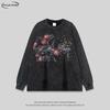Oversized Unisex Cotton Graphic Tee With Anime Print Loose Fit Long Sleeve T-Shirt Daily Wear