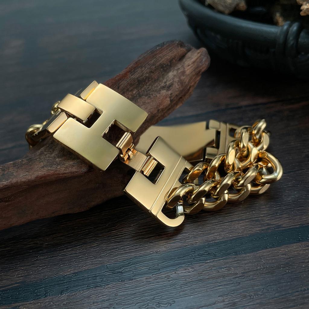 Punk Christian Bible Cross Charm Bracelet Male Gold Color Stainless Steel Cuban Link Chain Bracelets for Men Religious Jewelry