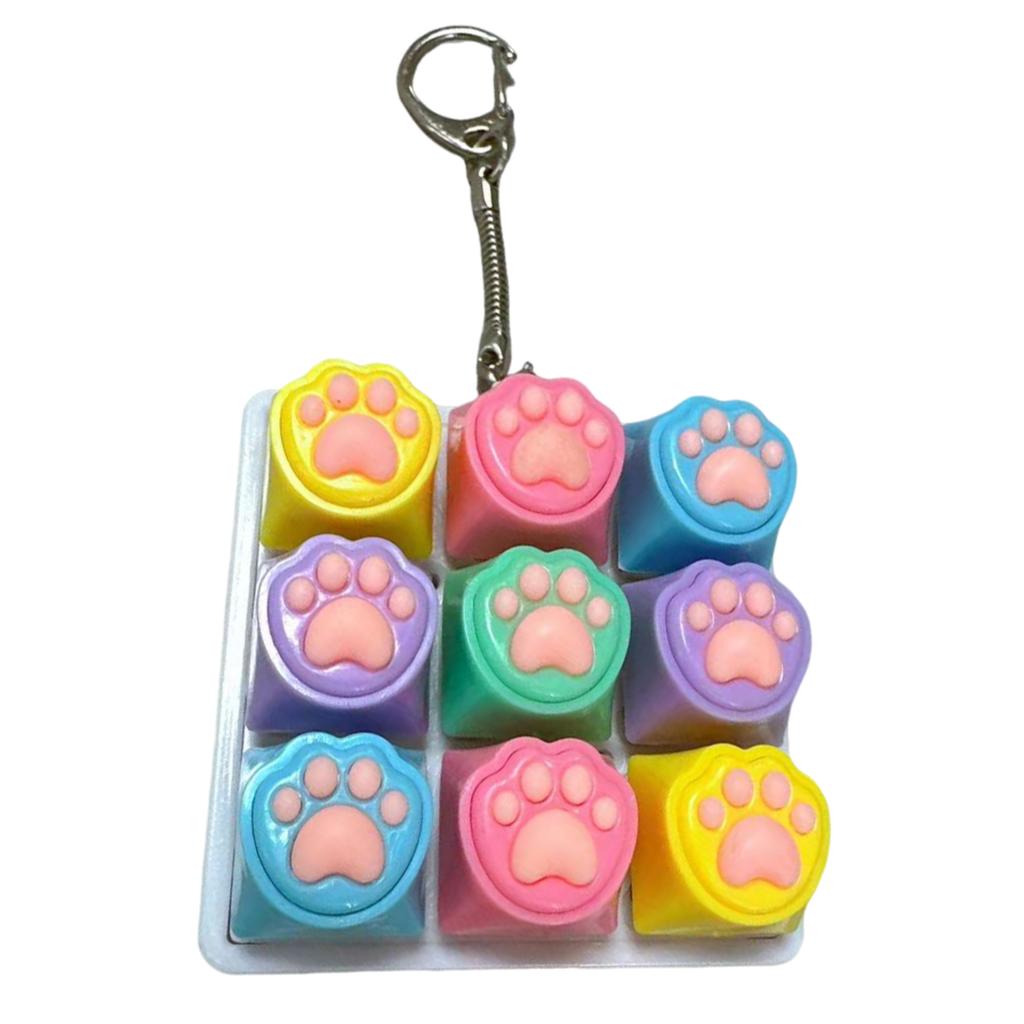 Cat Paw 9-in-1 Sound Fidget Keyboard Clicker W/ Keychain Portable Keyboard Clicker Fidget for Adults and Kids