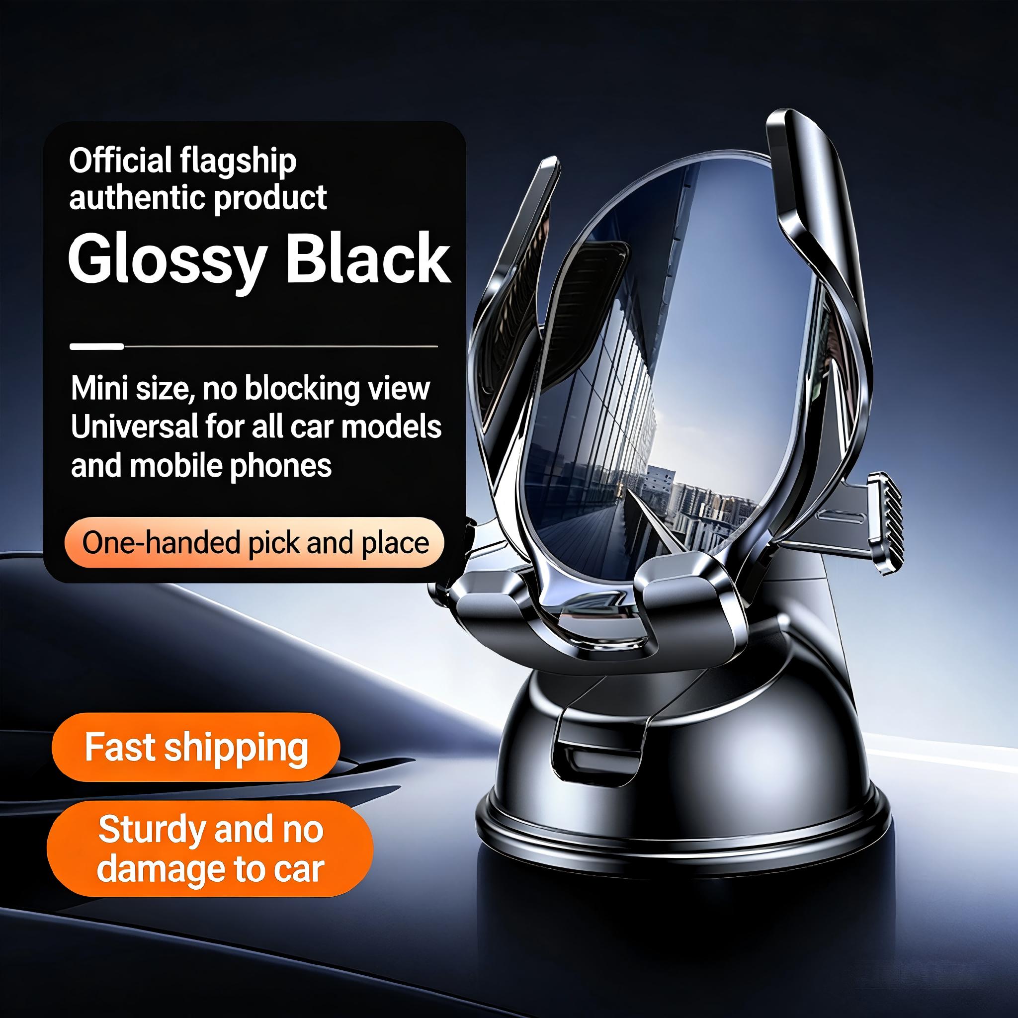 2026 New Mechanical Automatic Locking Car Phone Holder Strong Suction Cup Mount 360° Rotatable Universal GPS Navigation Stand support