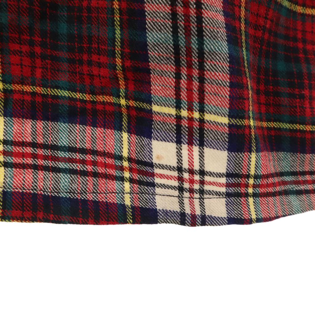 Hathaway 60s Vintage Open Collar Check Pattern Long Sleeve Open Collar Shirt Men's Used