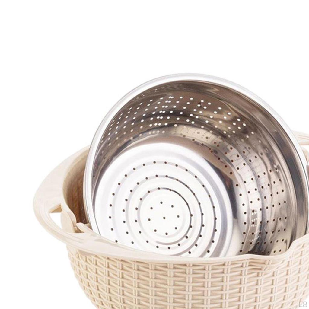 Colander with Mixing Bowl Set Fruit Vegetable Washing Basket Detachable Washer for Grapes Beans