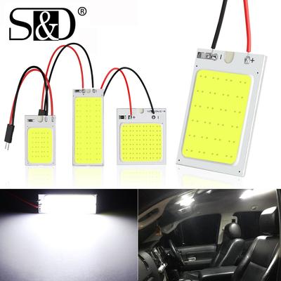 1Pc Panel Led Dome Reading Light Map Lamp COB 18 24 36 48SMD Car Interior Lights Auto Bulb C5W Festoon BA9S T4W T10 Led Adapter