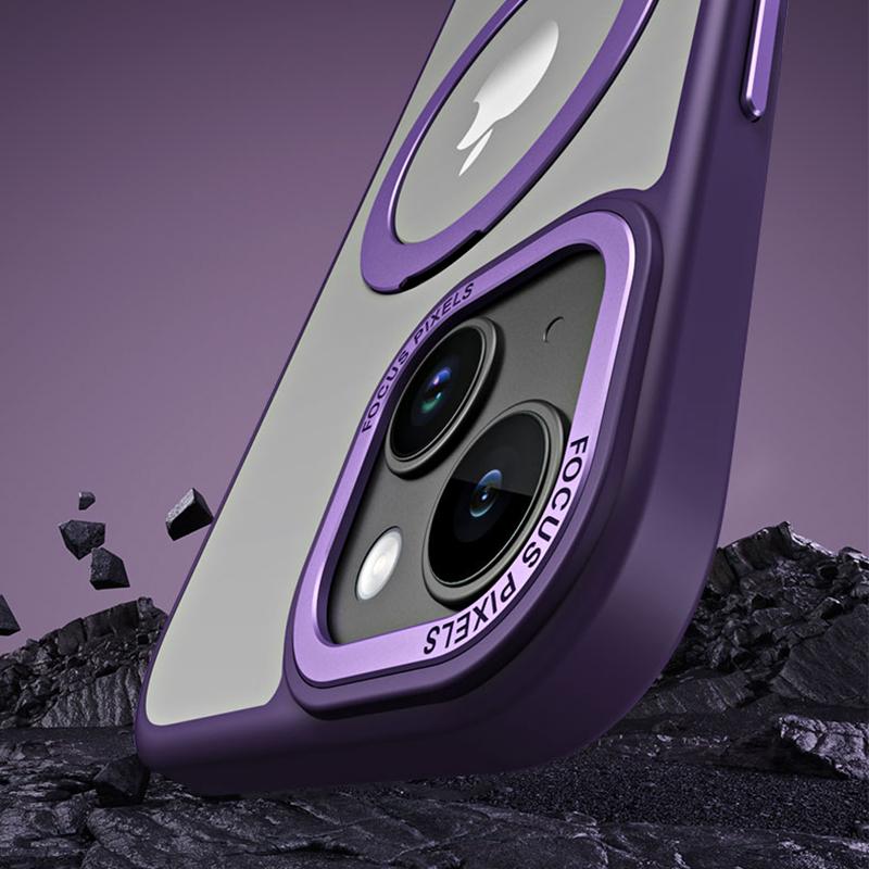 Magnetic Phone Case for iPhone 15,Ring Kickstand TPU+Acrylic Matte Anti-Fingerprint Cover